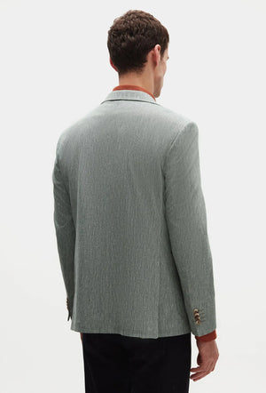 Ds Groom Slim Fit Green Plain Linen Blend Fabric Jacket