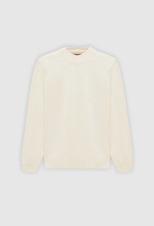 Ds Damat Regular Fit Off White Plain Knit Half Turtleneck Wool Knitwear Sweater