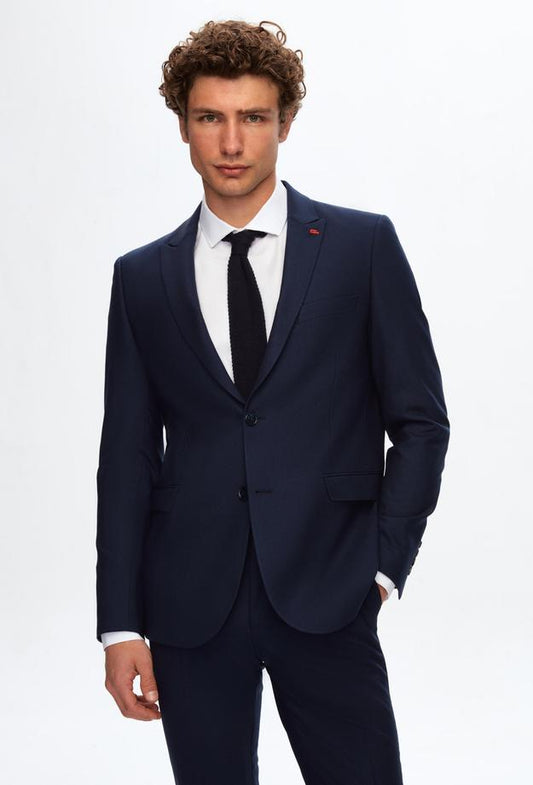 Twn Slim Fit Navy Blue Dobby Suit-D'S DAMAT ONLINE