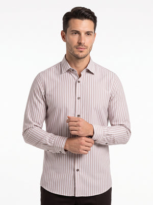 TWN Men's Slim Fit Polyester Stretch Casual Shirt