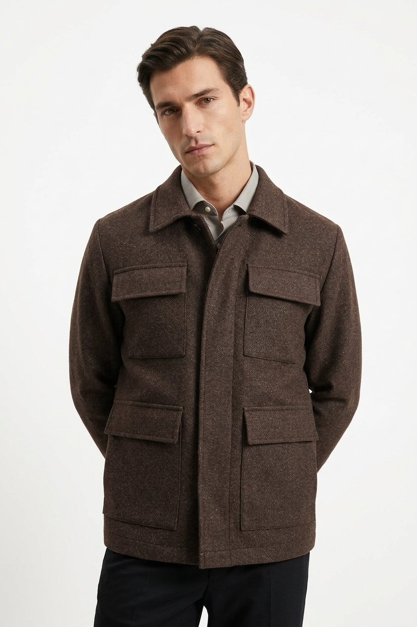 D'S Damat Men's Regular Fit Wool Blend Casual Jacket