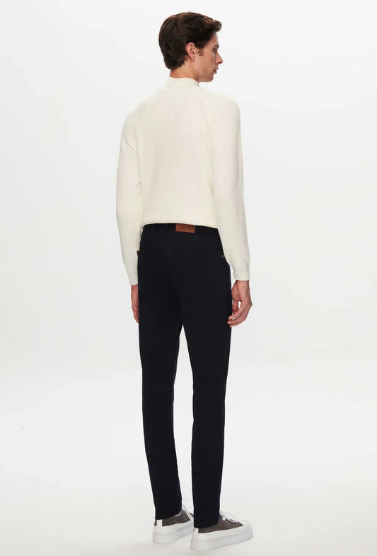 Ds Damat Slim Fit Navy Blue Gabardine Denim Trousers