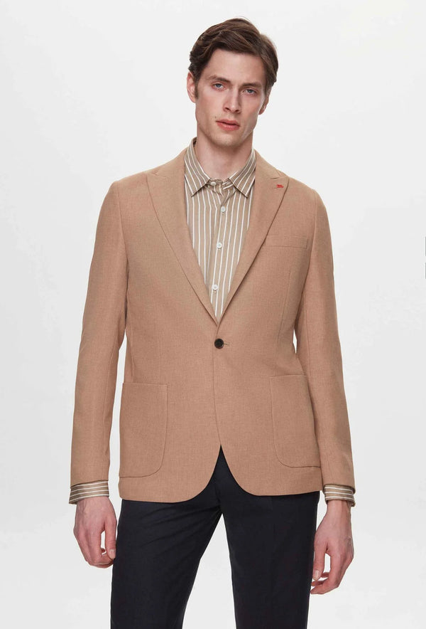 Twn Slim Fit Brown Dobby Fabric Jacket-D'S DAMAT ONLINE