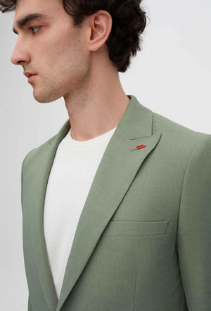 Twn Slim Fit Green Dobby Fabric Jacket