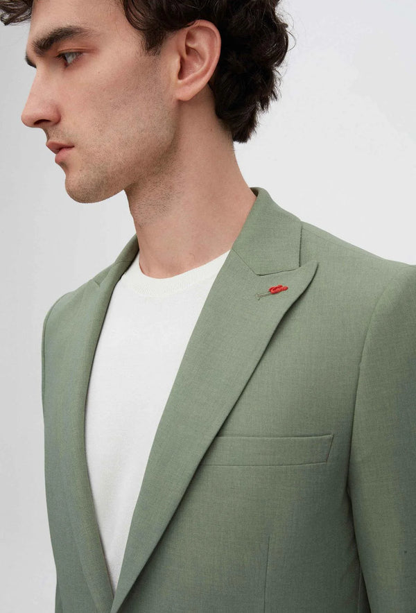 Twn Slim Fit Green Dobby Fabric Jacket