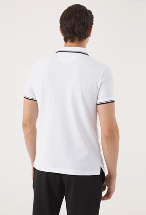Twn Slim Fit White Plain Knit 100% Cotton Polo T-Shirt-D'S DAMAT ONLINE