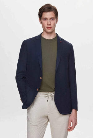 Twn Slim Fit Navy Blue Dobby Fabric Jacket-D'S DAMAT ONLINE