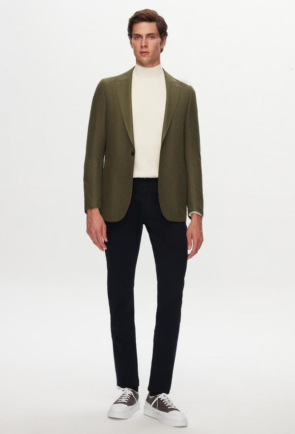 Twn Slim Fit Green Dobby Fabric Jacket-D'S DAMAT ONLINE