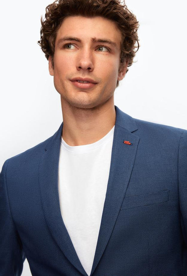 Twn Slim Fit Navy Blue Crow's Foot Suit-D'S DAMAT ONLINE