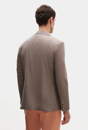 Ds Damat Slim Fit Burgundy Plain Linen Blend Fabric Jacket