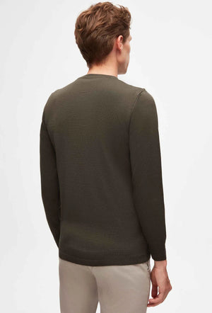 Ds Damat Regular Fit Khaki Plain Knitted Wool Knitwear Sweater