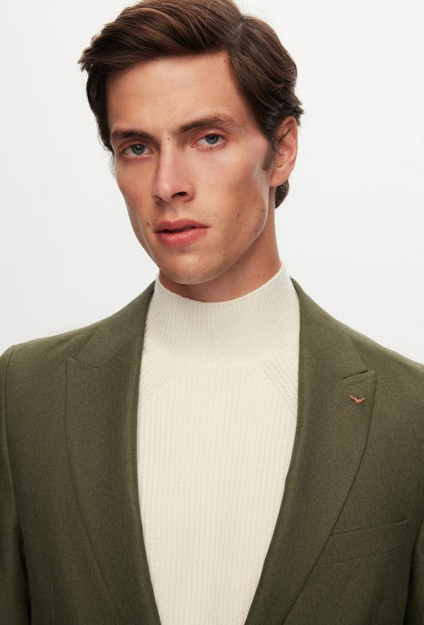 Twn Slim Fit Green Dobby Fabric Jacket-D'S DAMAT ONLINE