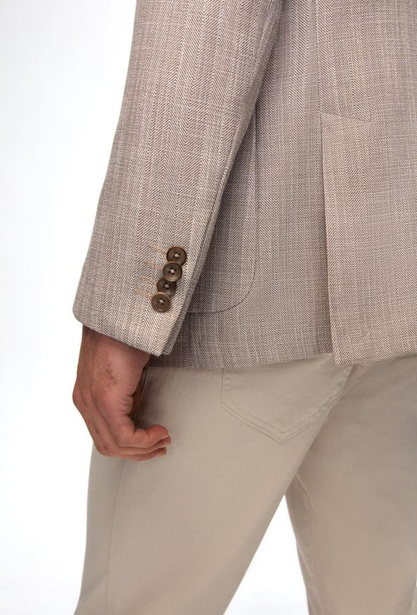 Ds Damat Slim Fit Gray Printed Fabric Jacket-D'S DAMAT ONLINE