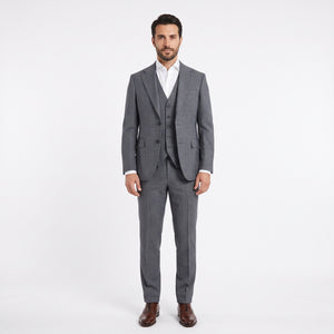 D'S Damat Wool Blend 3-Piece Suit with Vest Formal Men's Suit
