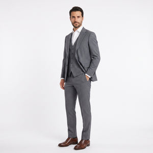 D'S Damat Wool Blend 3-Piece Suit with Vest Formal Men's Suit