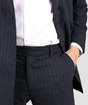 DS Damat Striped Navy Blue Slim Fit Suit-D'S DAMAT ONLINE