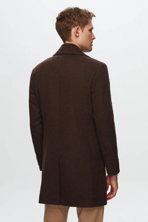 D'S Damat Men's Regular Fit Double-Breasted Wool Blend Coat
