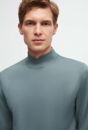 Ds Damat Regular Fit Greige Plain Knit Half Turtleneck Wool Knitwear Sweater