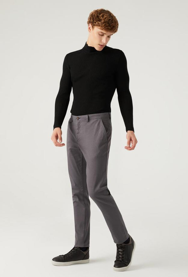 Twn Slim Fit Grey Dobby Chino Trousers-D'S DAMAT ONLINE