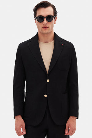 DS Damat Regular Fit Black Textured Fabric Jacket