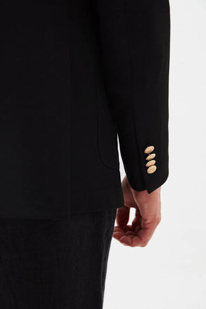 DS Damat Regular Fit Black Textured Fabric Jacket