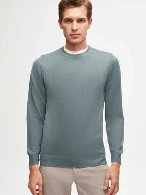 D'S Damat Men's Regular Fit Wool Blend Plain Knit Sweater