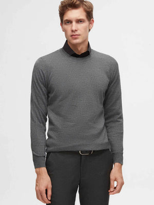D'S Damat Men's Regular Fit Wool Blend Plain Knit Sweater