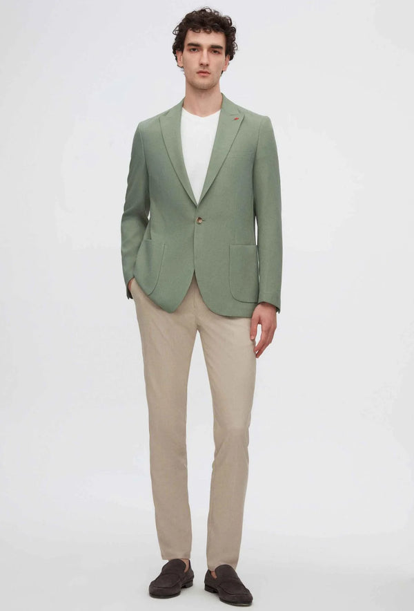 Twn Slim Fit Green Dobby Fabric Jacket
