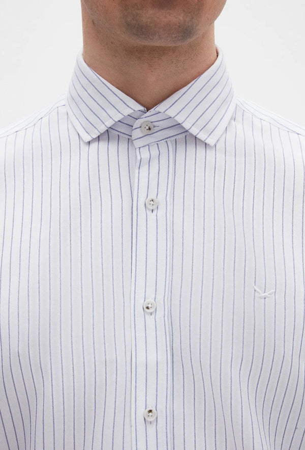 Ds Damat Comfort White Striped Shirt