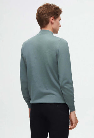 Ds Damat Regular Fit Greige Plain Knit Half Turtleneck Wool Knitwear Sweater