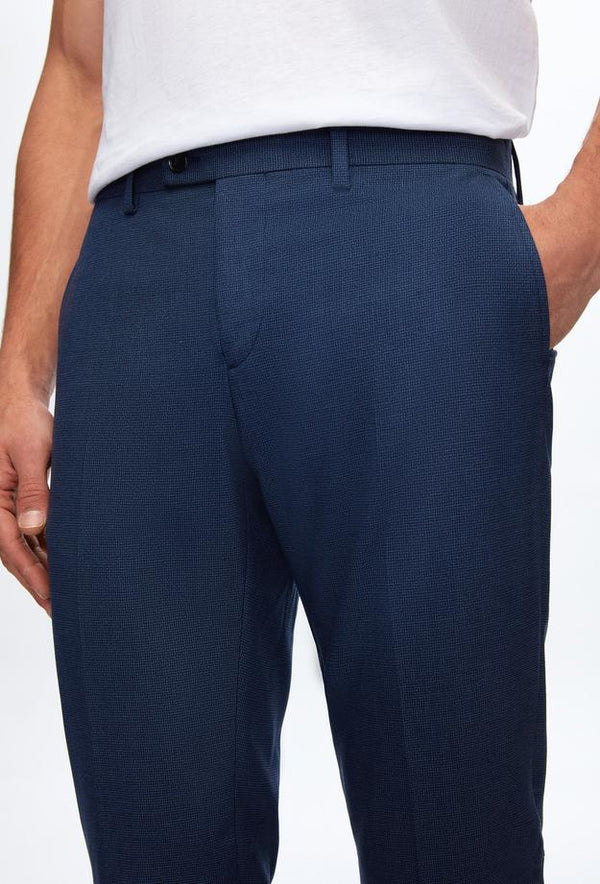 Twn Slim Fit Navy Blue Crow's Foot Suit-D'S DAMAT ONLINE