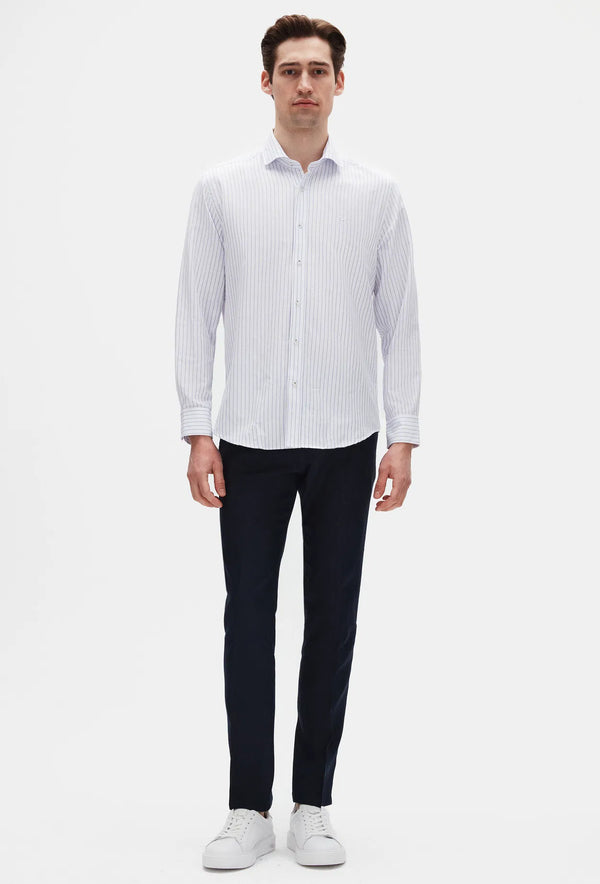 Ds Damat Comfort White Striped Shirt