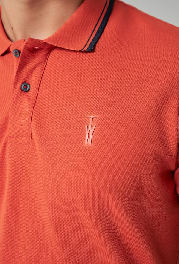 Twn Slim Fit Orange Plain Knit 100% Cotton Polo T-Shirt-D'S DAMAT ONLINE