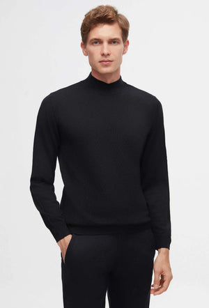 Ds Damat Regular Fit Navy Blue Plain Knit Half Turtleneck Wool Knitwear Sweater