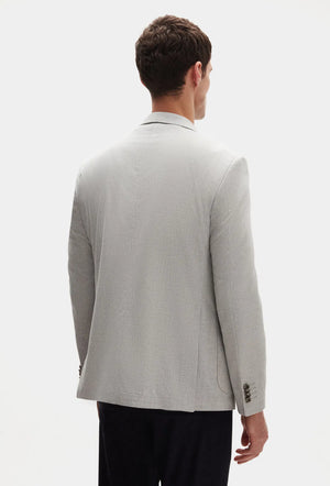 Ds Damat Slim Fit Gray Plain Linen Blend Fabric Jacket