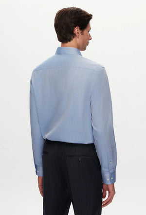 Ds Damat Regular Fit Blue Dobby Shirt-D'S DAMAT ONLINE