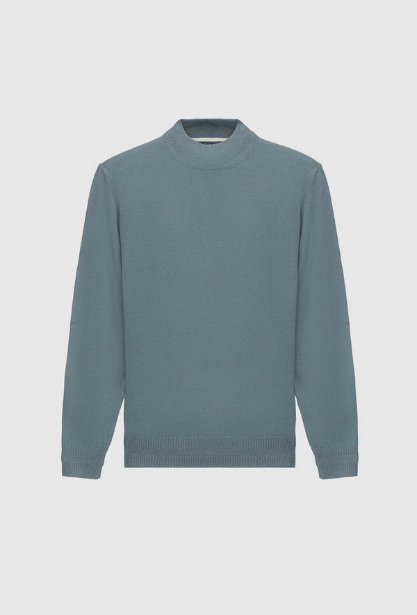 Ds Damat Regular Fit Greige Plain Knit Half Turtleneck Wool Knitwear Sweater