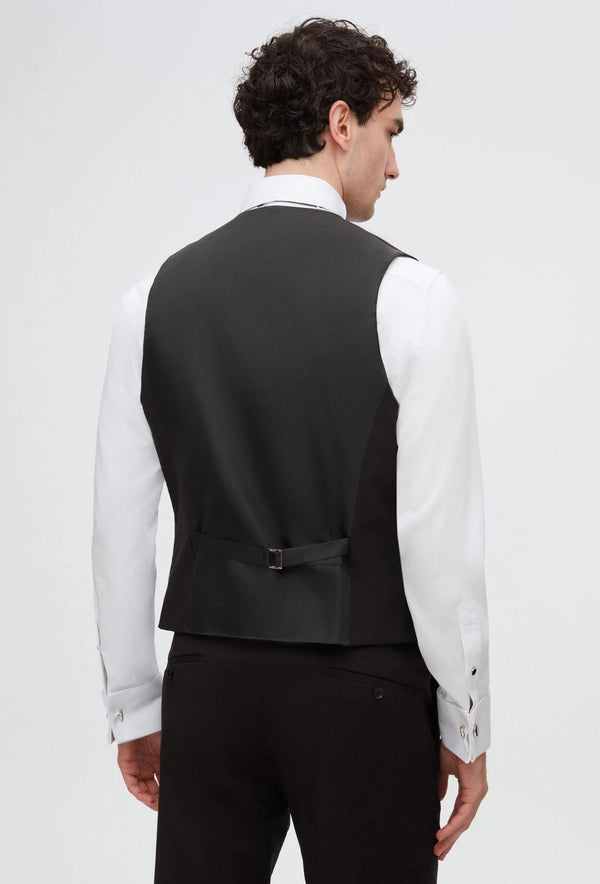 Twn Slim Fit Black Straight Collar Groom Suit & Tuxedo Vest Suit-D'S DAMAT ONLINE