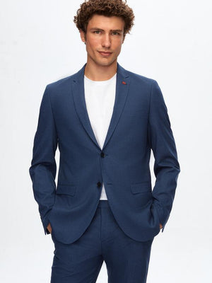 Twn Slim Fit Navy Blue Crow's Foot Suit-D'S DAMAT ONLINE