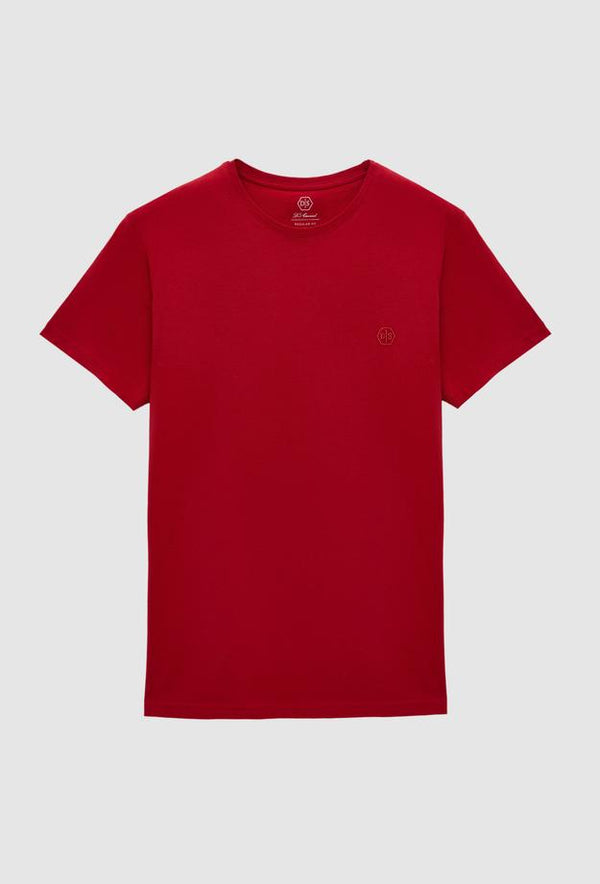 Ds Damat Regular Fit Burgundy Plain Knitted T-shirt-D'S DAMAT ONLINE