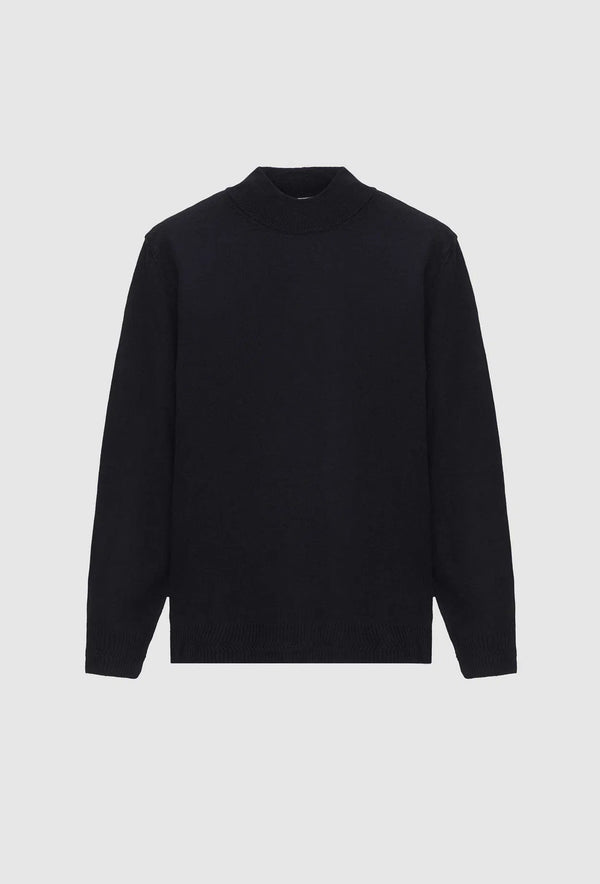 Ds Damat Regular Fit Navy Blue Plain Knit Half Turtleneck Wool Knitwear Sweater