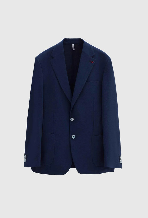 Ds Damat Slim Fit Navy Blue Dobby Fabric Jacket-D'S DAMAT ONLINE