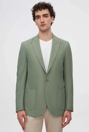 Twn Slim Fit Green Dobby Fabric Jacket