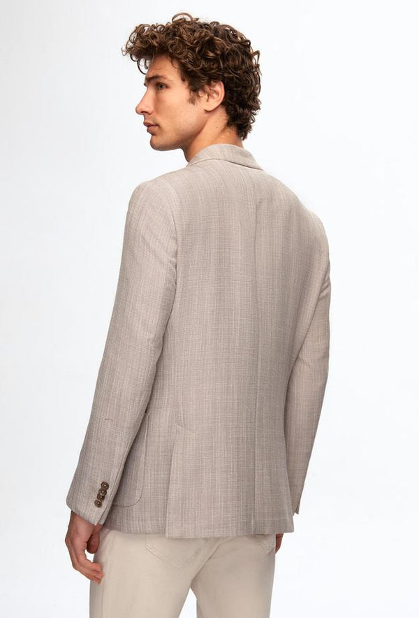 Ds Damat Slim Fit Gray Printed Fabric Jacket-D'S DAMAT ONLINE