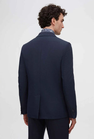 Twn Slim Fit Navy Blue Dobby Fabric Jacket