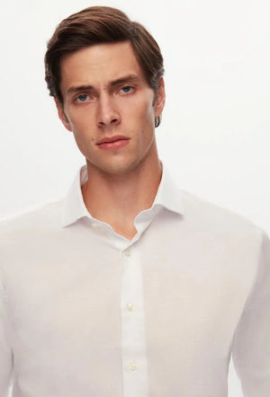 Ds Damat Slim Fit White Dobby Shirt-D'S DAMAT ONLINE