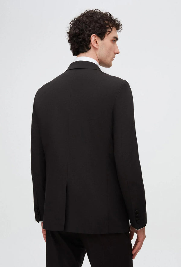 Twn Slim Fit Black Straight Collar Groom Suit & Tuxedo Vest Suit-D'S DAMAT ONLINE