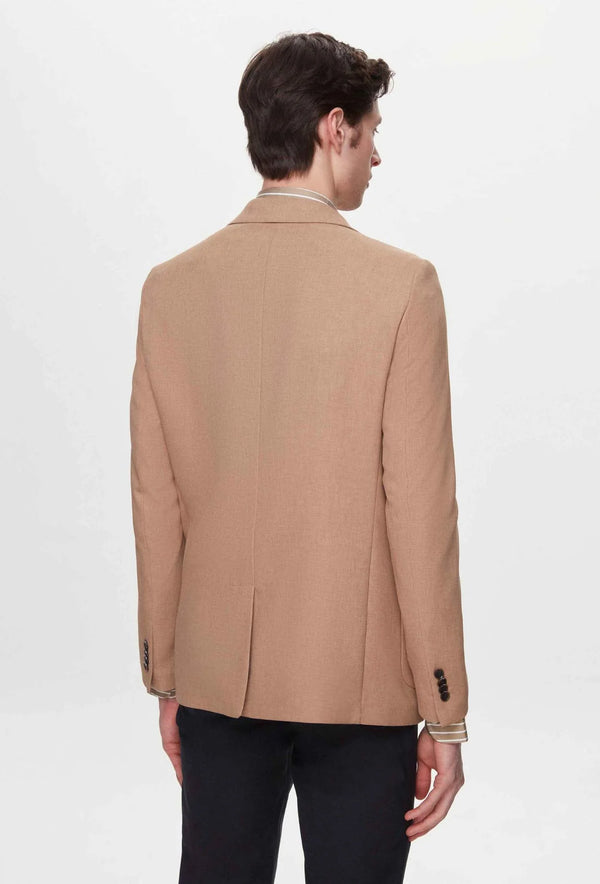 Twn Slim Fit Brown Dobby Fabric Jacket-D'S DAMAT ONLINE