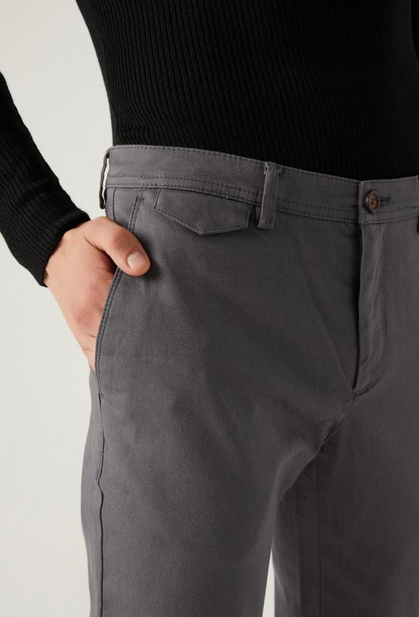 Twn Slim Fit Grey Dobby Chino Trousers-D'S DAMAT ONLINE
