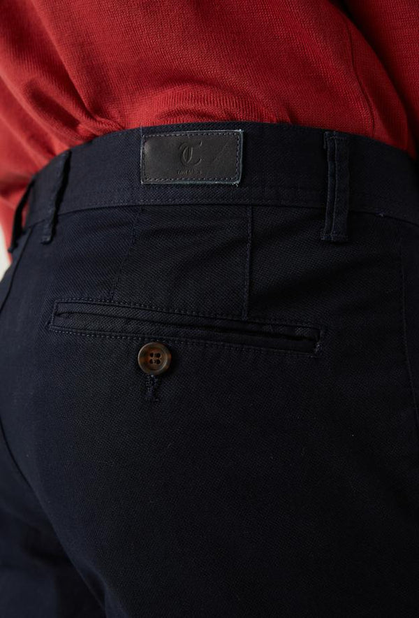 Twn Slim Fit Navy Blue Dobby Chino Trousers-D'S DAMAT ONLINE